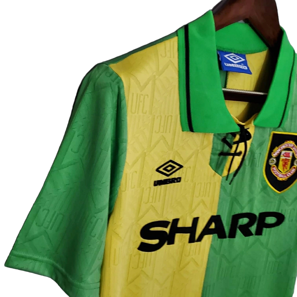 Camisa Manchester United 1992/1994 - Retrô Umbro - Verde e Amarela
