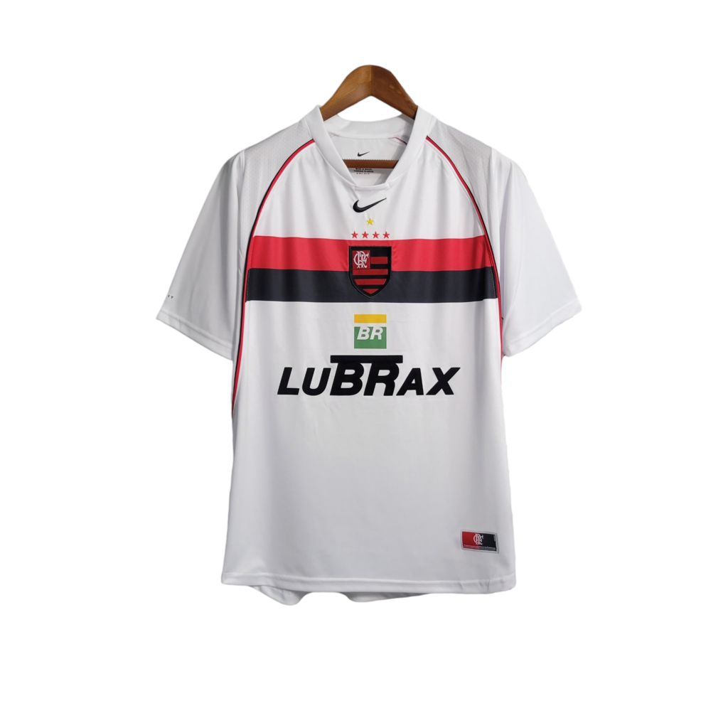 Camisa Flamengo II 2001 - Retrô Nike - Branca com detalhes em vermelho e preto