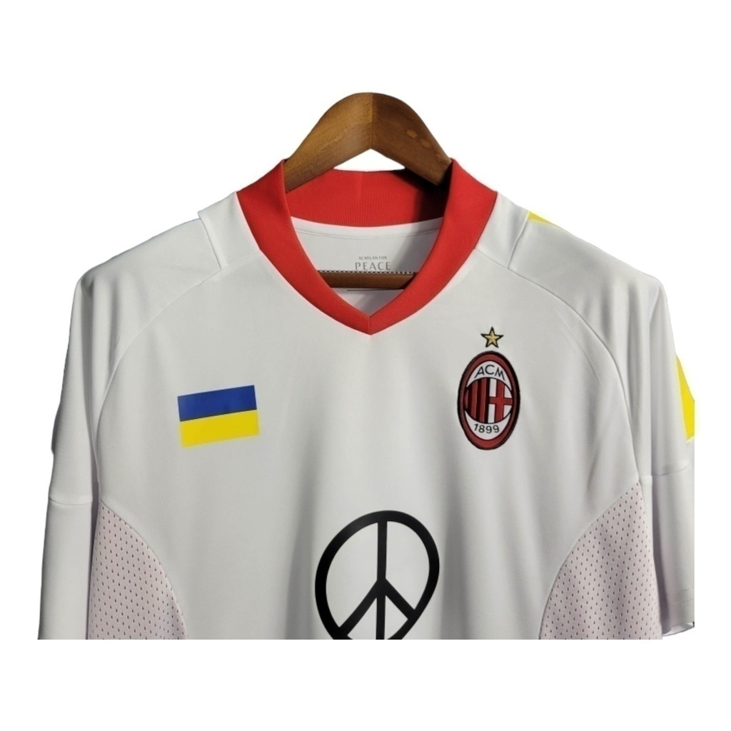 Camisa AC Milan II 2002/2003 - Retrô Adidas - Branca com detalhes em vermelho e amarelo