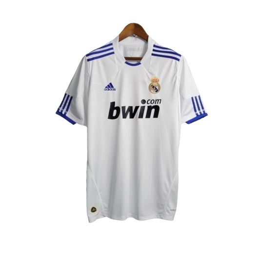 Camisa Real Madrid I 2010/2011 - Retrô Adidas - Branca com detalhes em azul