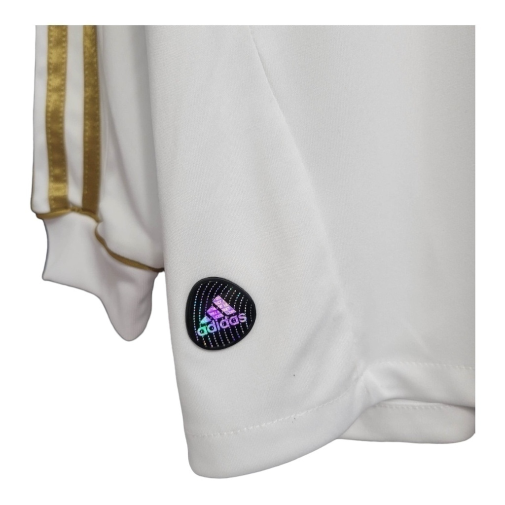 Camisa Real Madrid I 2011/2012 Manga Longa - Retrô Adidas - Branca com detalhes em dourado