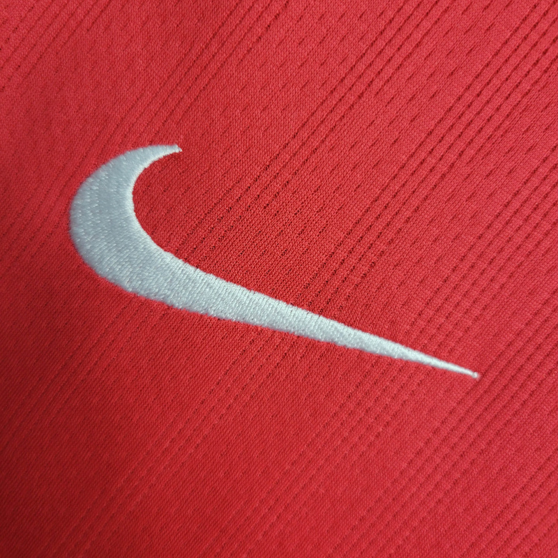 Camisa Manchester United 2007/2008 Manga Longa - Retrô Nike - Vermelha com detalhes em branco