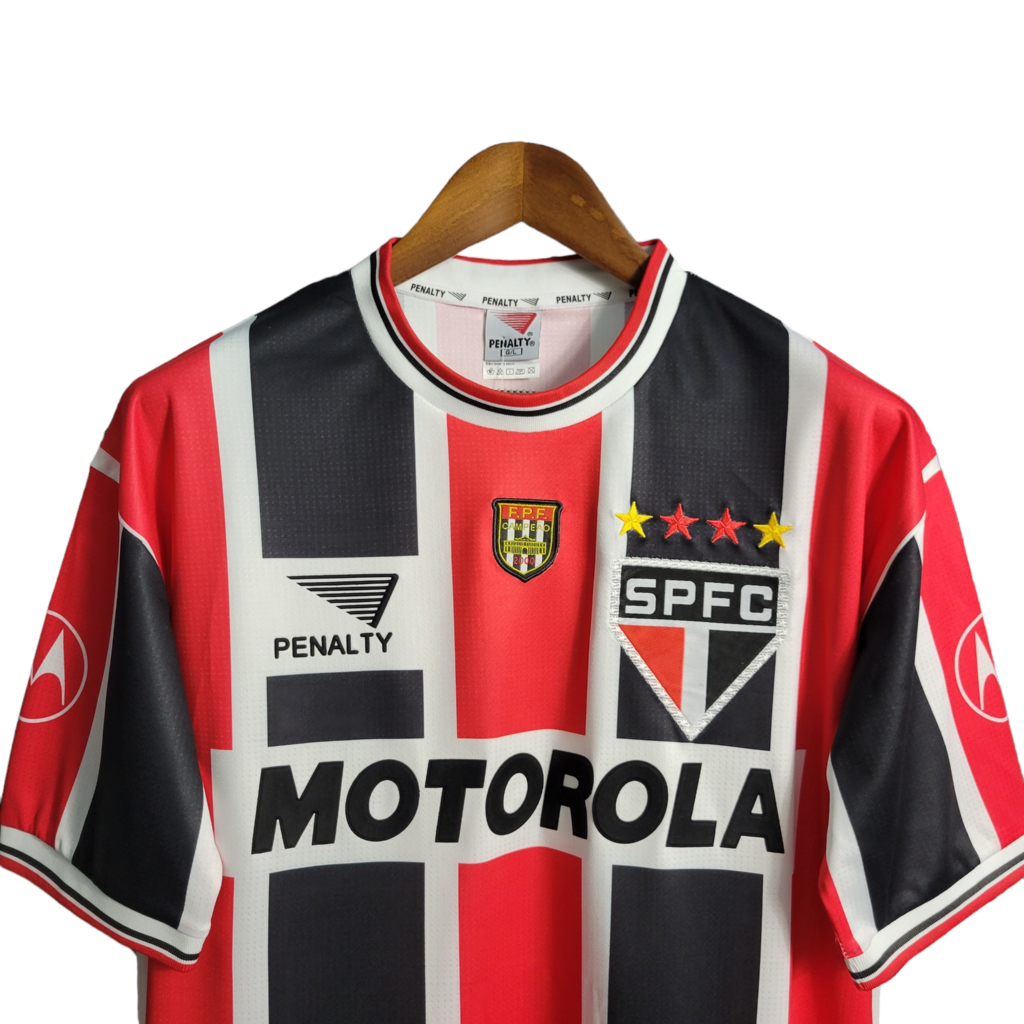 Camisa São Paulo II 2000 - Retrô Penalty - Tricolor com símbolo da Motorola