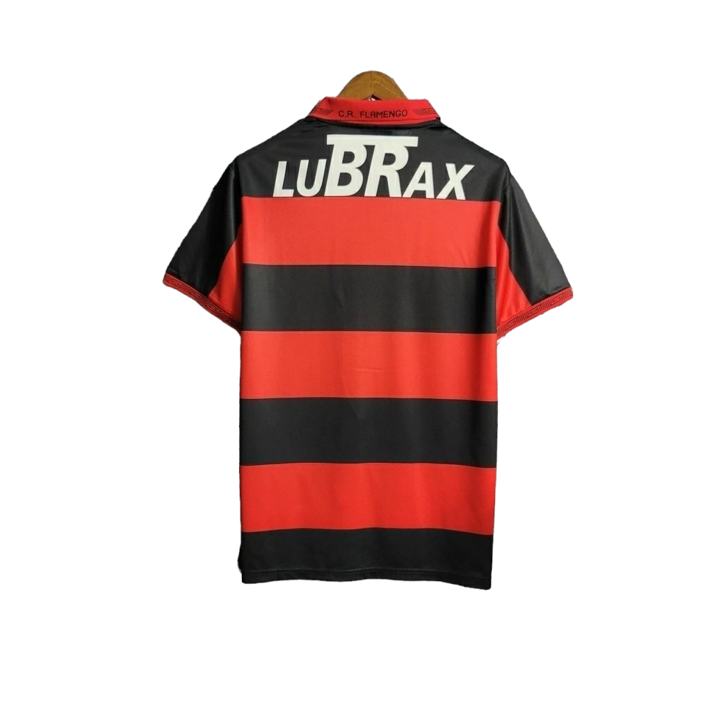Camisa Flamengo I 1992/1993 - Retrô Umbro - Vermelha com detalhes em branco com patrocinio Lubrax