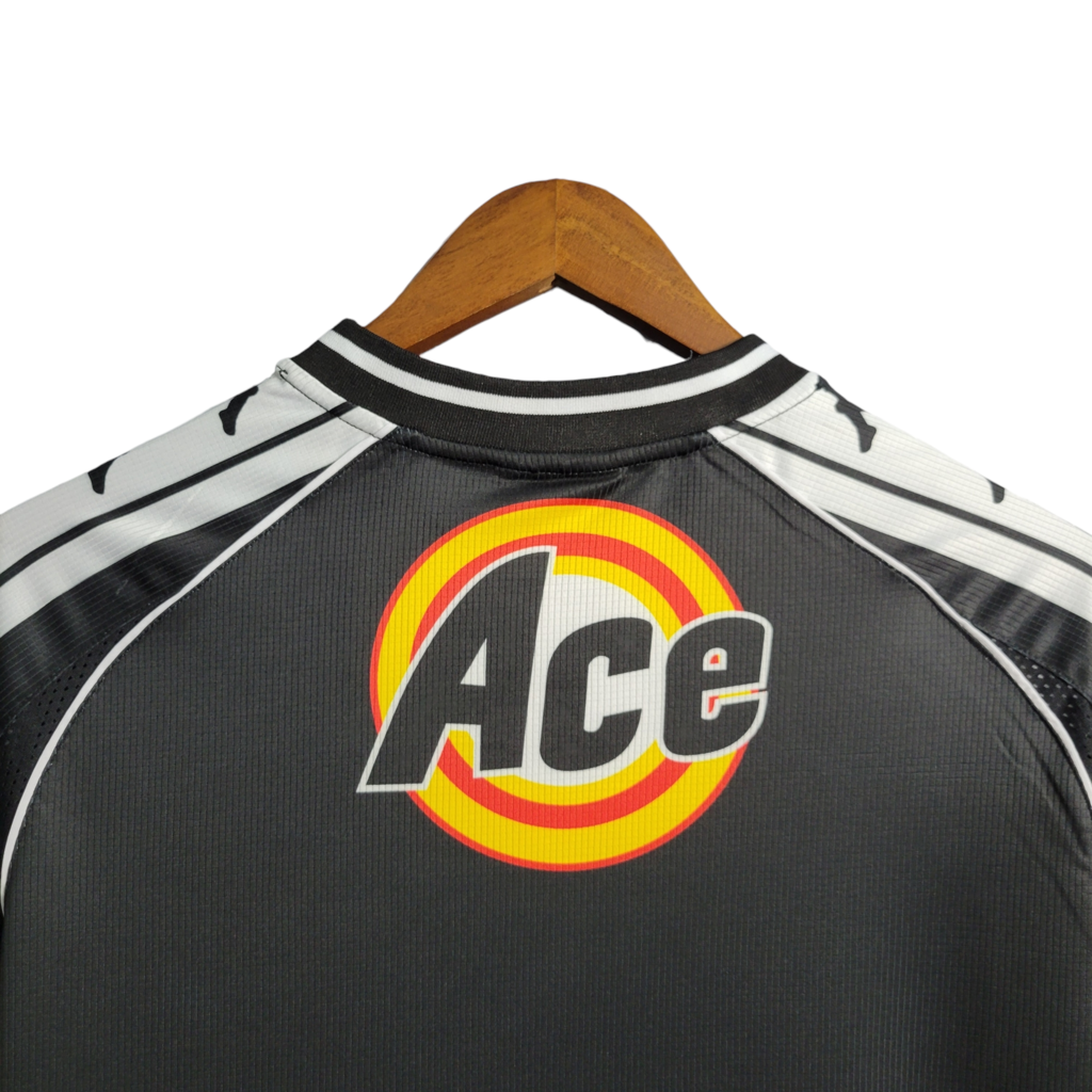 Camisa Vasco da Gama I Retrô 2000 - Retrô Kappa Masculino - Preta com faixa branca e detalhes em amarelo e vermelho