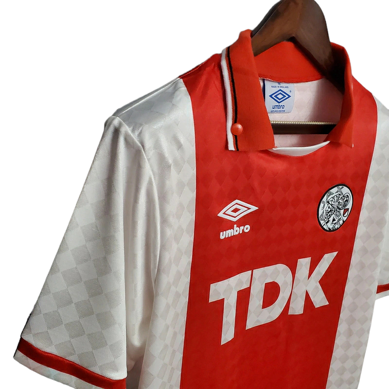 Camisa Ajax I 1990/1992 - Retrô Umbro - Vermelha e Branca