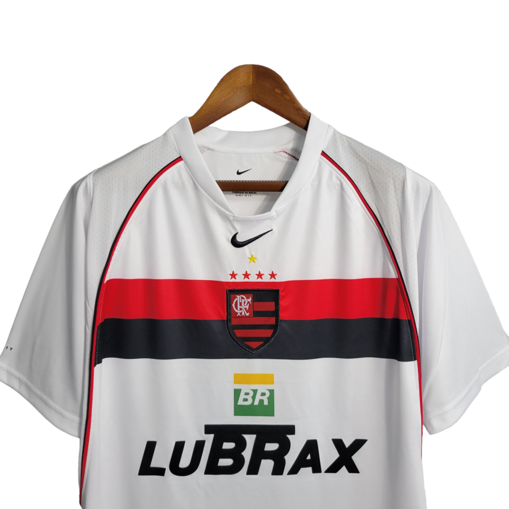 Camisa Flamengo II 2001 - Retrô Nike - Branca com detalhes em vermelho e preto