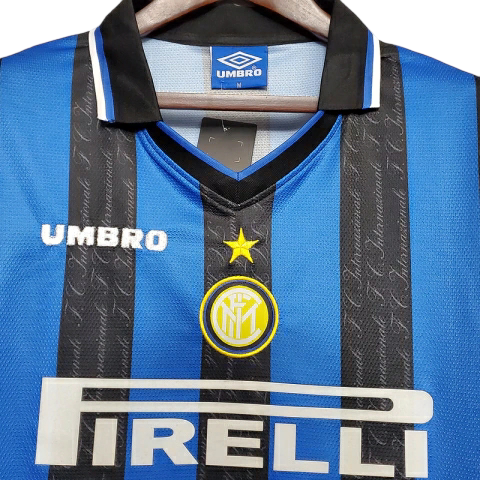 Camisa Inter de Milão 1997/1998 - Retrô Umbro - Azul e preta