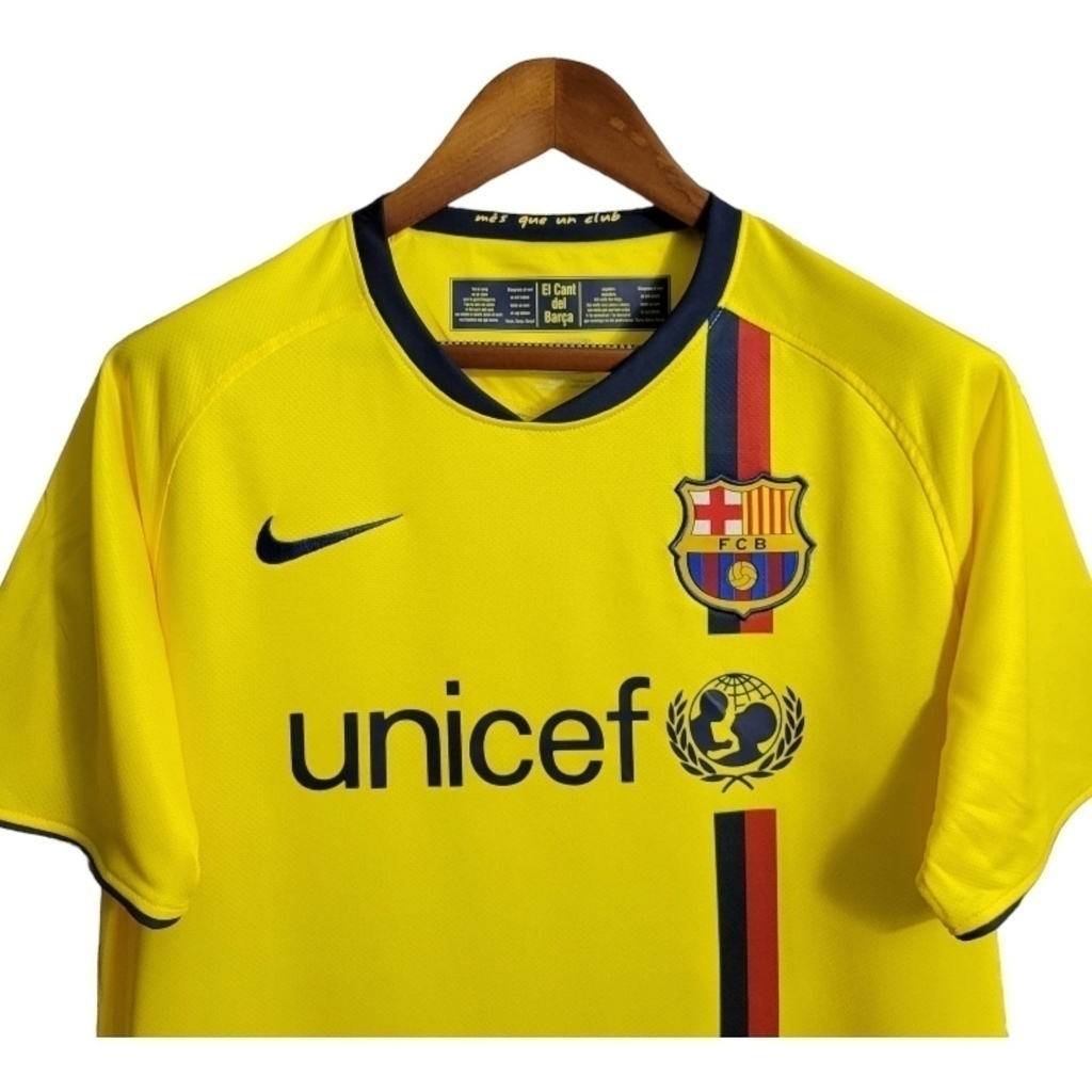 Camisa Barcelona II 2008/2009 - Retrô Nike - Amarela com detalhes em azul e vermelho