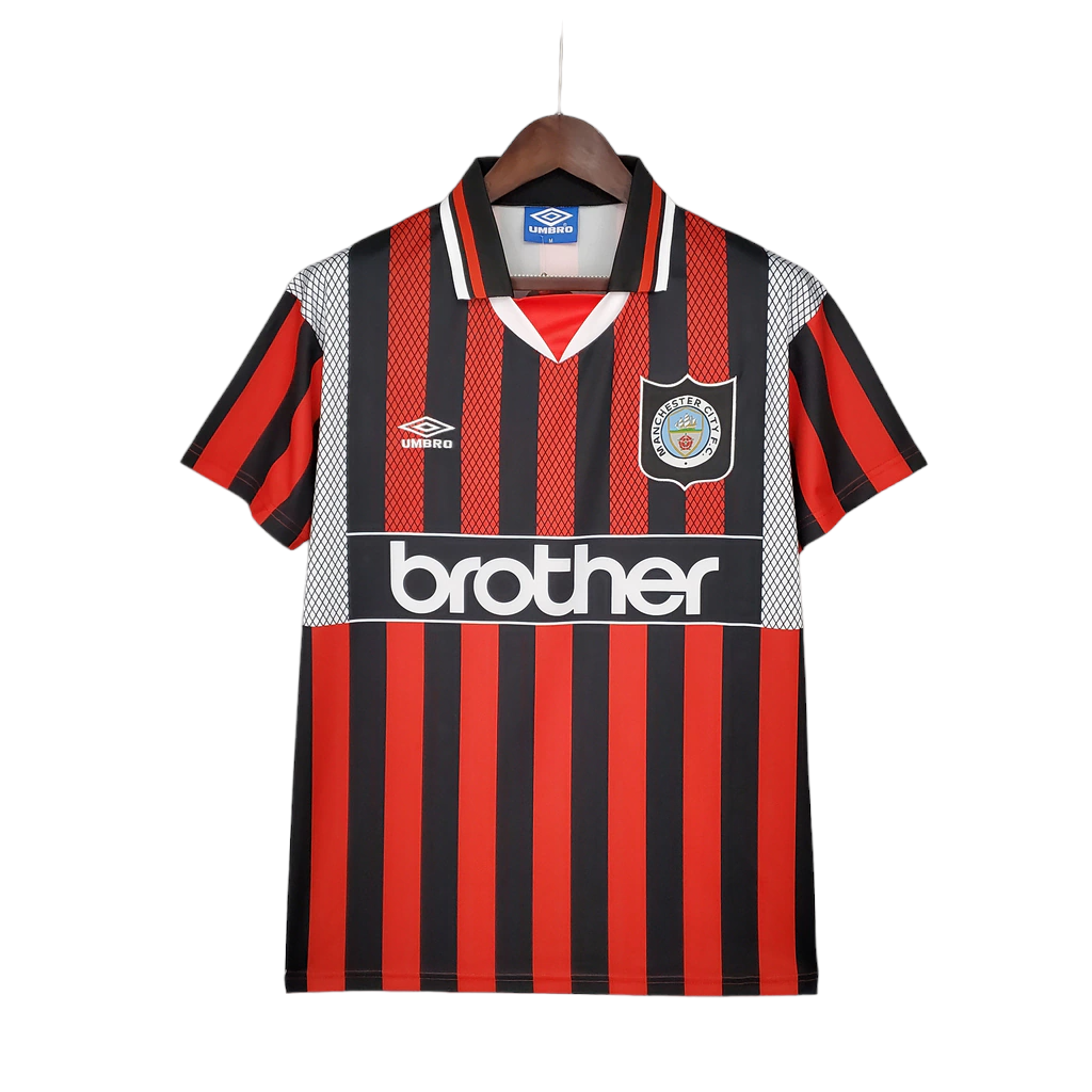 Camisa Manchester City 1994/1996 - Retrô Umbro - Vermelha e Preta