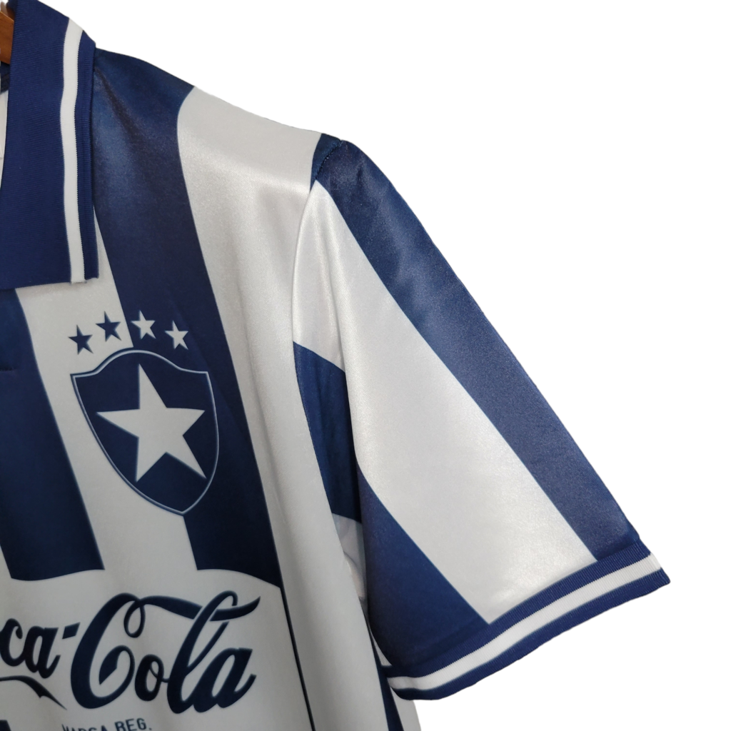 Camisa Botafogo I 1994 - Retrô Rhumell - Preta e branca com patrocínio da coca cola