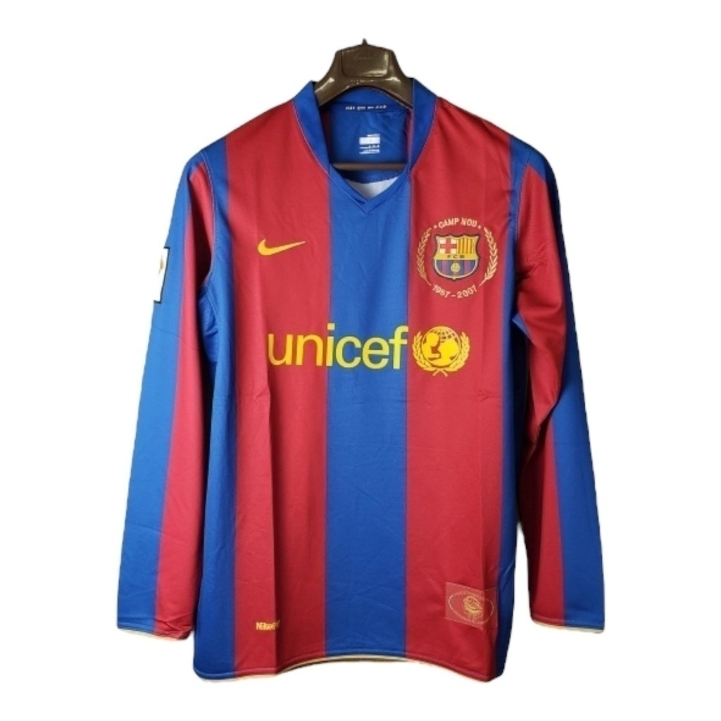 Camisa Barcelona I 2007/2008 Manga Longa - Retrô Nike - Vermelha e azul