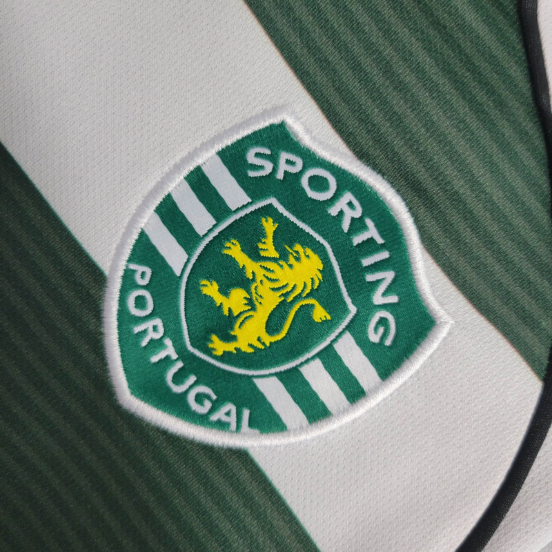Camisa Sporting Lisboa I 2001/2003 Manga Longa - Retrô Reebok - Branca com detalhes em verde