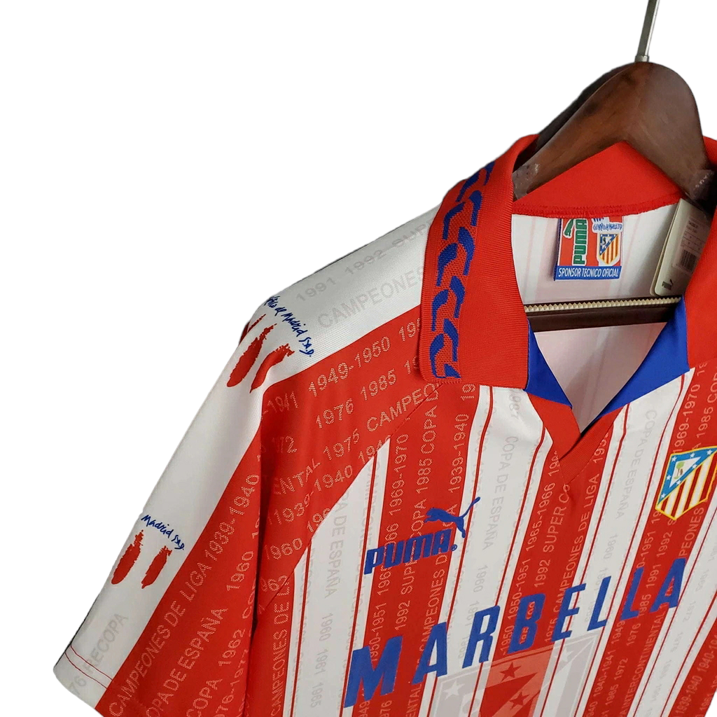 Camisa Atlético Madrid 1995/1996 - Retrô Puma - Branca e Vermelha