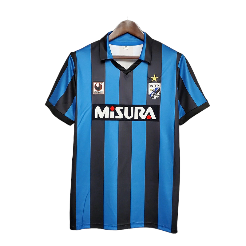 Camisa Inter de Milão I 1988/1990 - Retrô Uhlsport - Azul e preta
