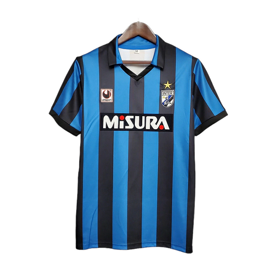 Camisa Inter de Milão I 1988/1990 - Retrô Uhlsport - Azul e preta