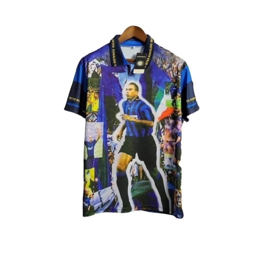 Camisa Inter de Milão Ronaldo 1997/1998 - Retrô - Azul