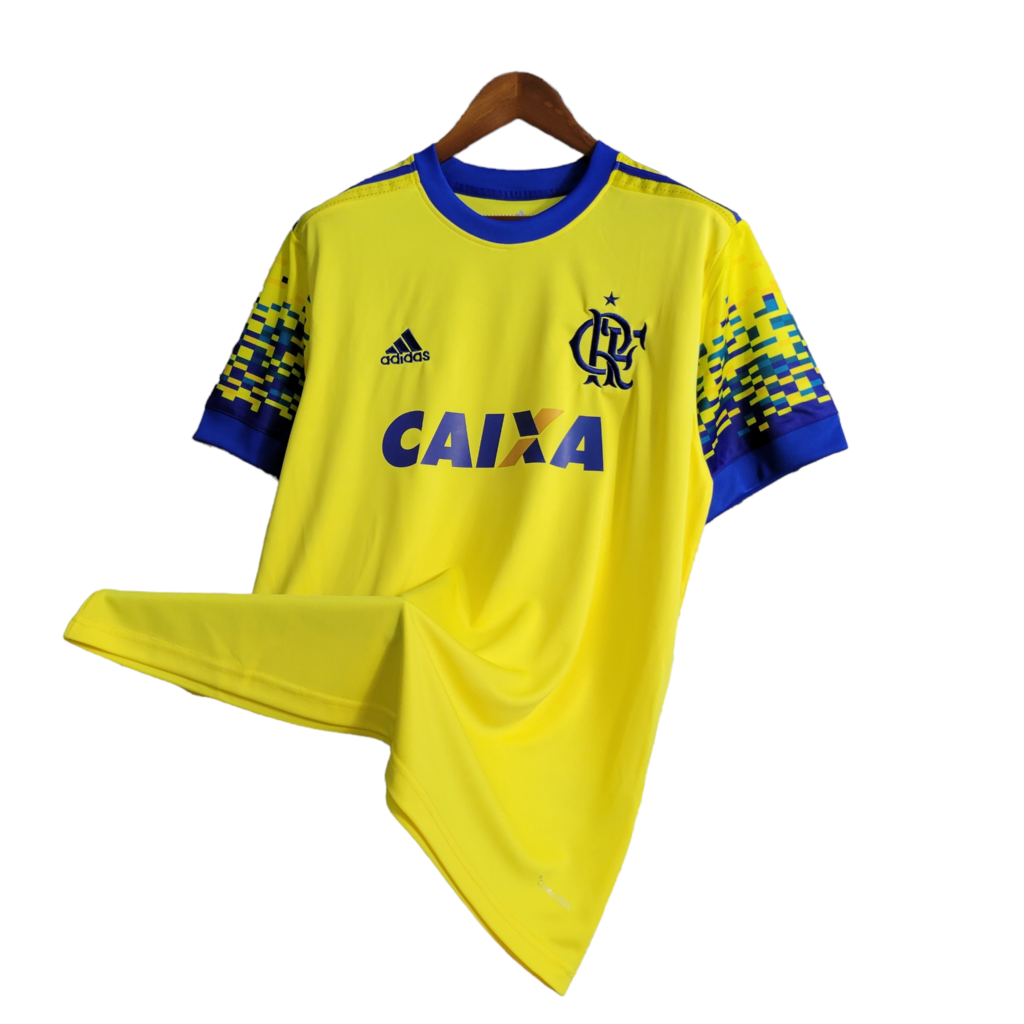 Camisa Flamengo II 2017 - Retrô Adidas - Amarela com detalhes em azul