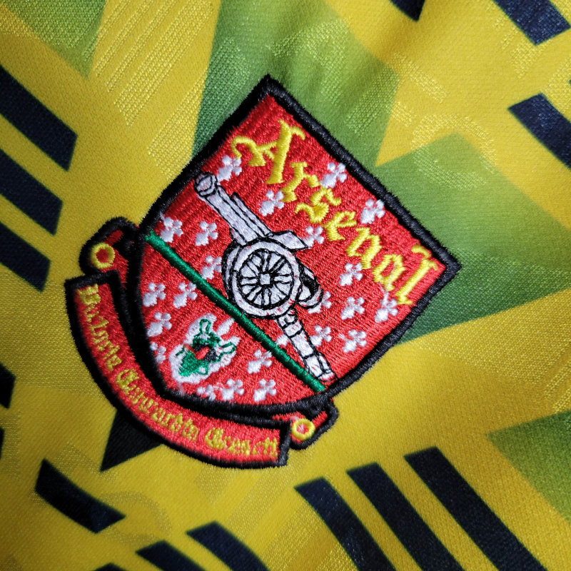 Camisa Arsenal II 1991/1993 - Retrô Adidas - Amarela com detalhes em verde e vermelho