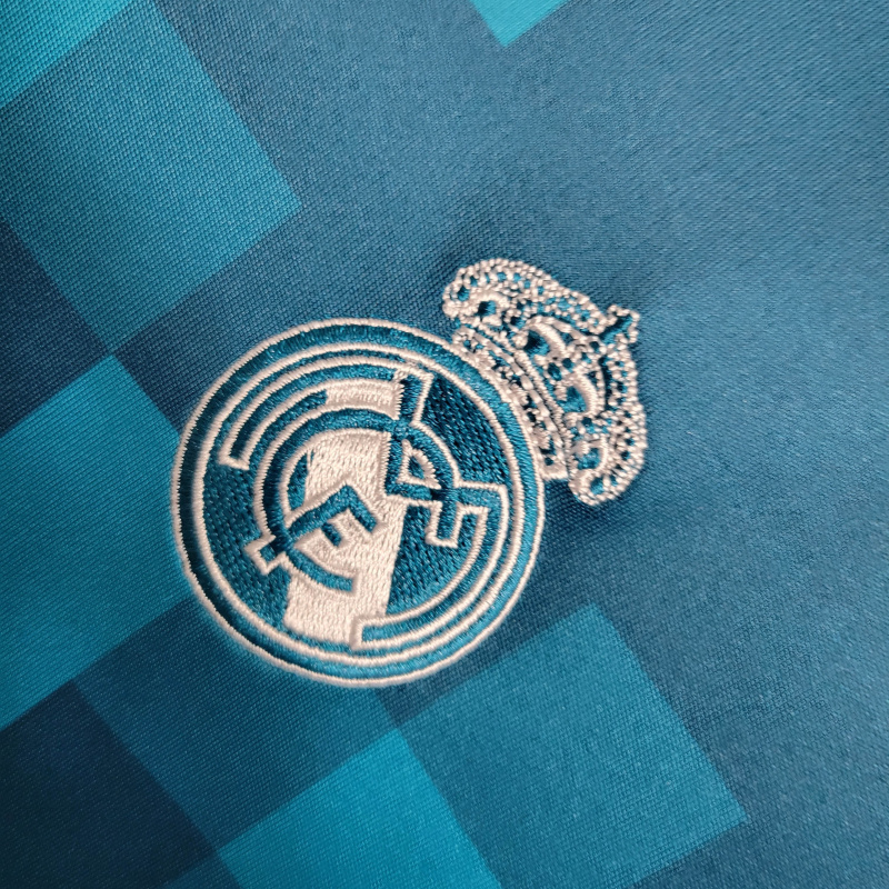 Conjunto Infantil Real Madrid II 2017/2018 - Retrô Adidas - Azul com detalhes em branco