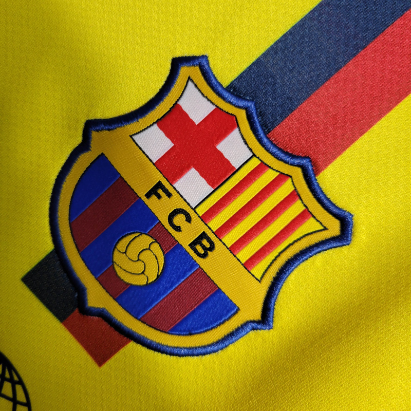 Camisa Barcelona II 2008/2009 - Retrô Nike - Amarela com detalhes em azul e vermelho