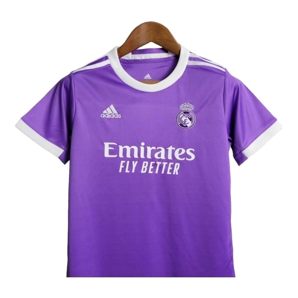 Conjunto Infantil Real Madrid II 2016/2017 - Retrô Adidas - Roxo com detalhes em branco