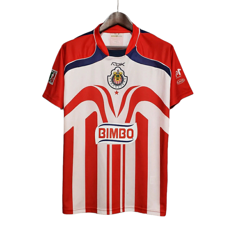 Camisa Chivas Guadalajara I 2006/2007 - Retrô Reebok - Vermelha e branca