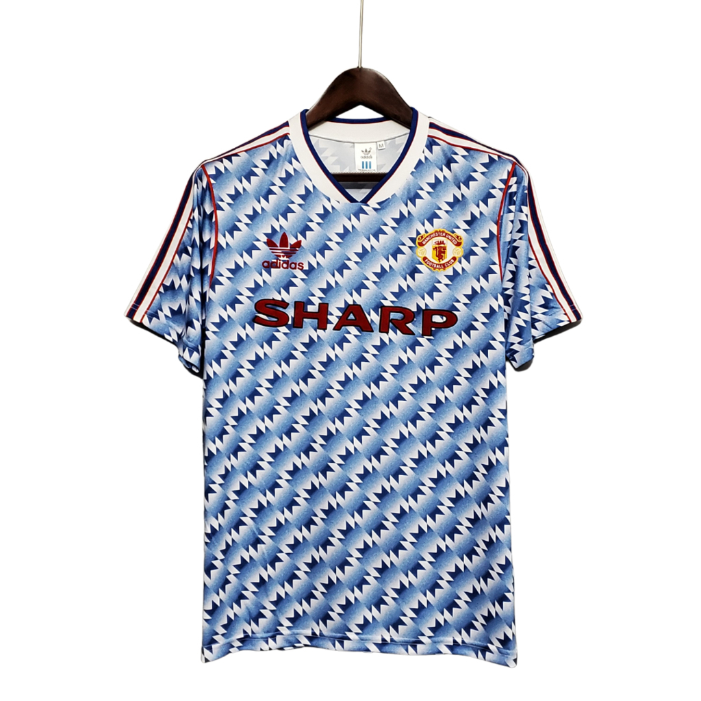 Camisa Manchester United II 1991/1993 - Retrô Adidas - Azul e Branco