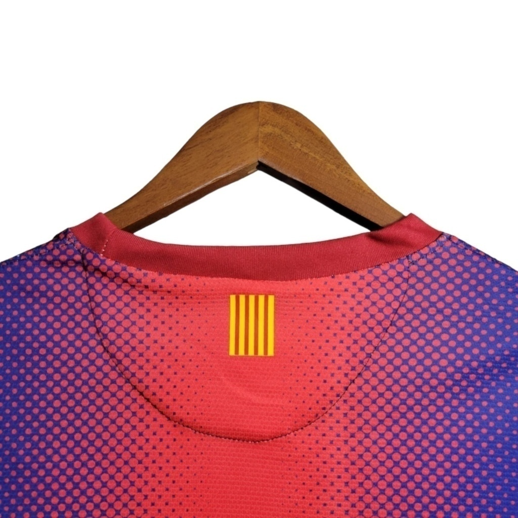 Camisa Barcelona I 2012/2013 Manga Longa - Retrô Nike - Azul com detalhes em vermelho