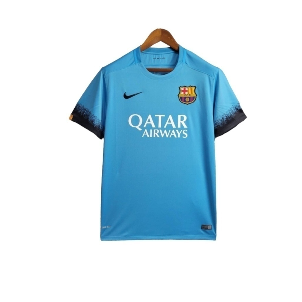 Camisa Barcelona II 2015/2016 - Retrô Nike - Azul com detalhes em preto