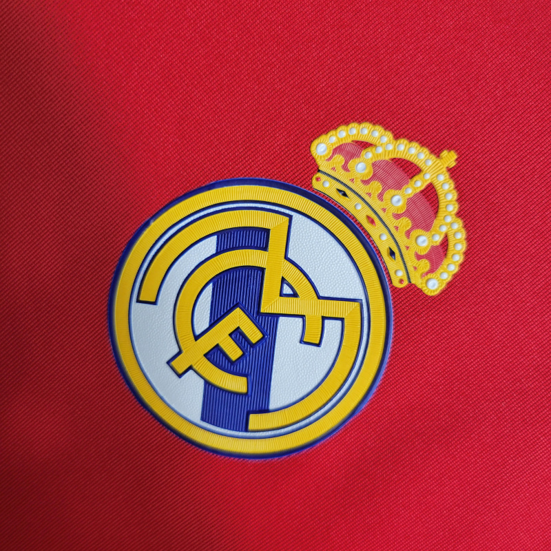 Camisa Real Madrid II 2011/2012 Manga Longa - Retrô Adidas - Vermelha com detalhes em branco