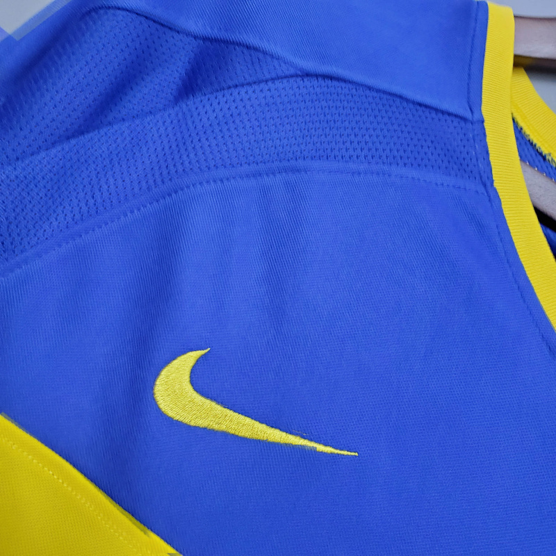 Camisa Boca Juniors 2003/2004 Manga Longa - Retrô Nike - Azul com detalhes em amarelo