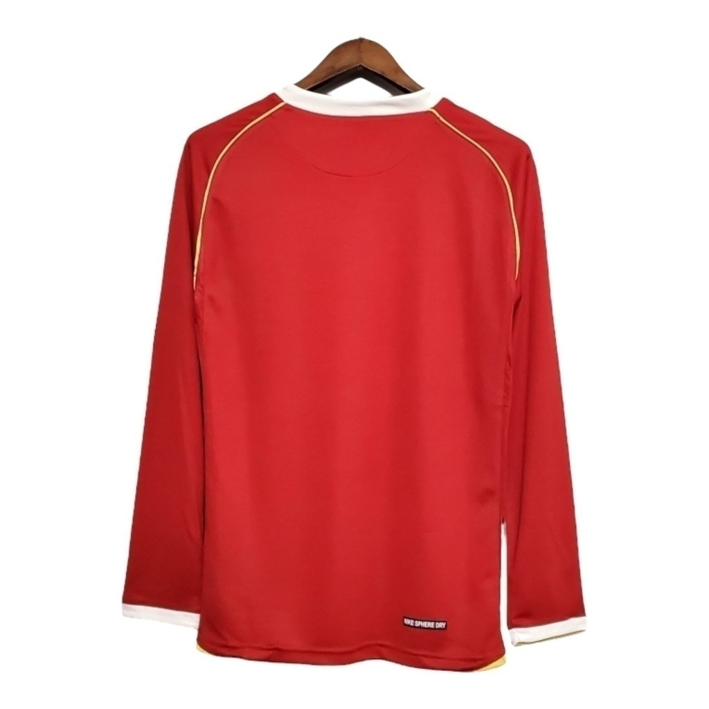 Camisa Manchester United I 2006/2007 Manga Longa - Retrô Nike - Vermelha com detalhes em amarelo e branco