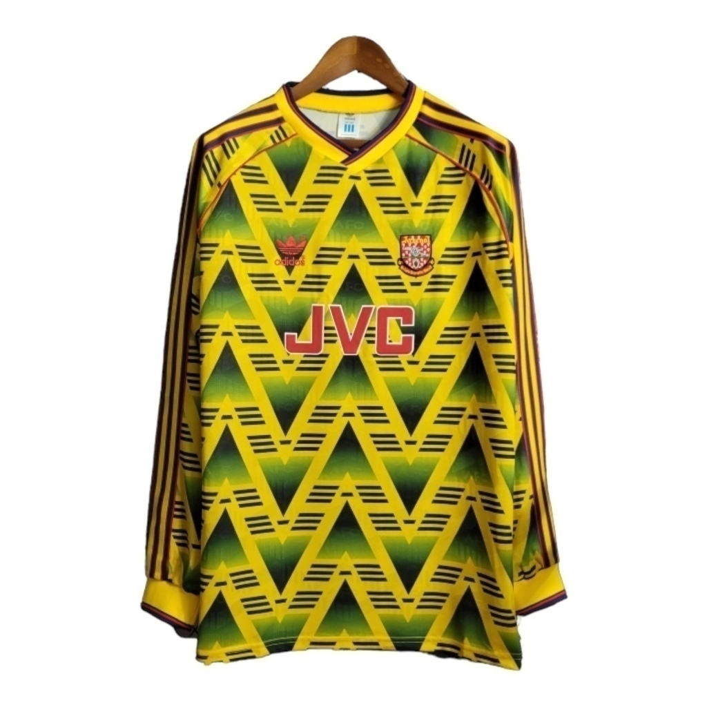Camisa Arsenal II 1991/1993 Manga Longa - Retrô Adidas - Amarela com detalhes em verde e vermelho