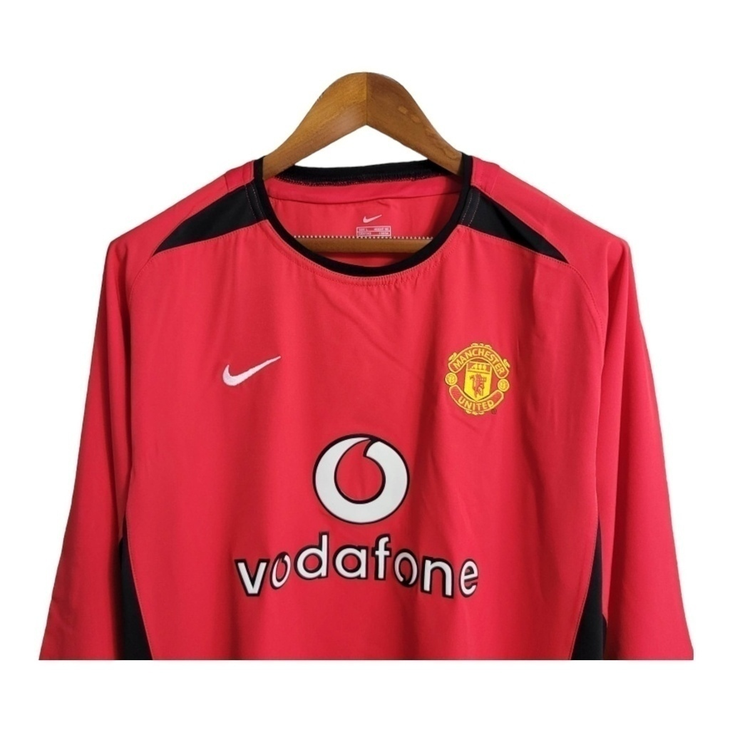Camisa Manchester United I 2002/2004 Manga Longa - Retrô Nike - Vermelha