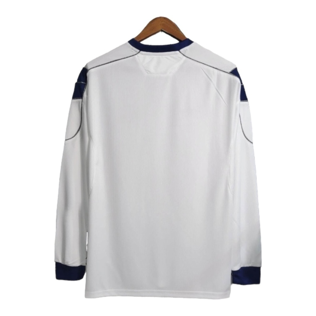 Camisa Manchester United II 1999/2000 Manga Longa - Retrô Umbro - Branca com detalhes em azul