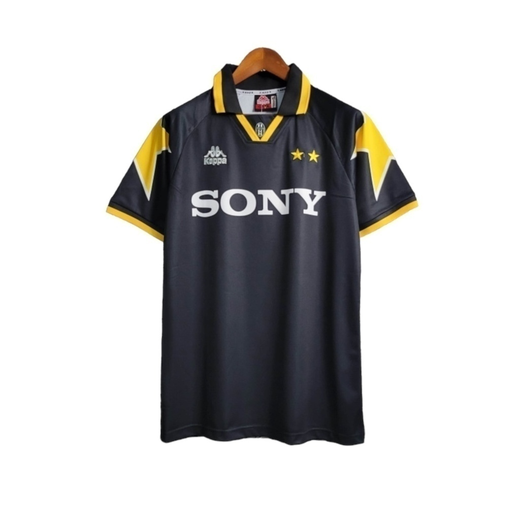 Camisa Juventus I 1995/1997 - Retrô Kappa - Preta com detalhes em amarelo
