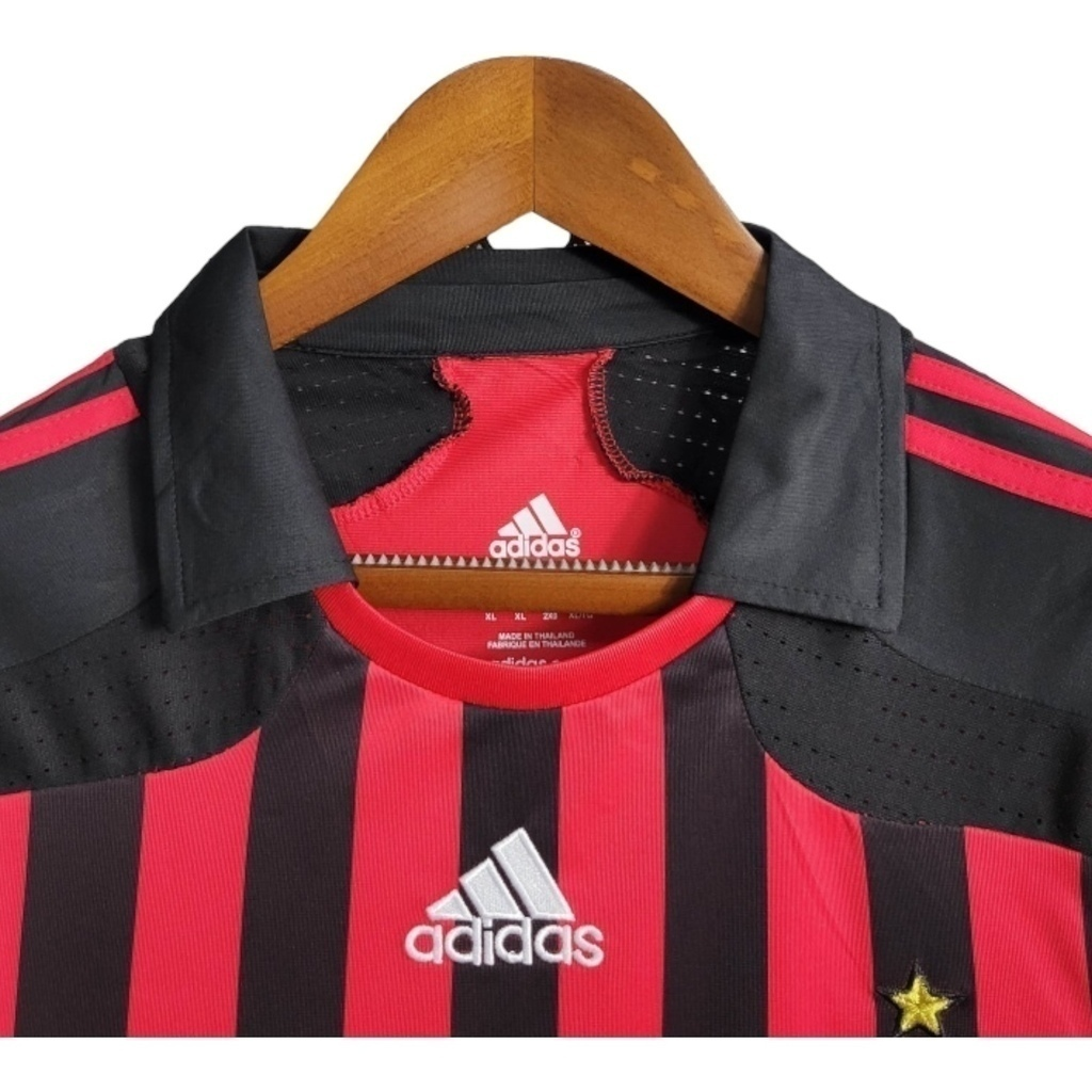 Camisa AC Milan I 2007/2008 - Retrô Adidas - Vermelha e preta