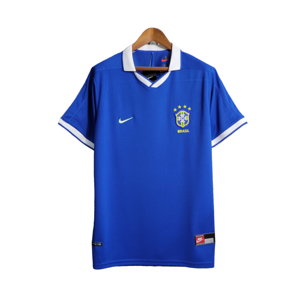 Camisa Seleção Brasileira II 1997 - Retrô Nike - Azul com detalhes em branco
