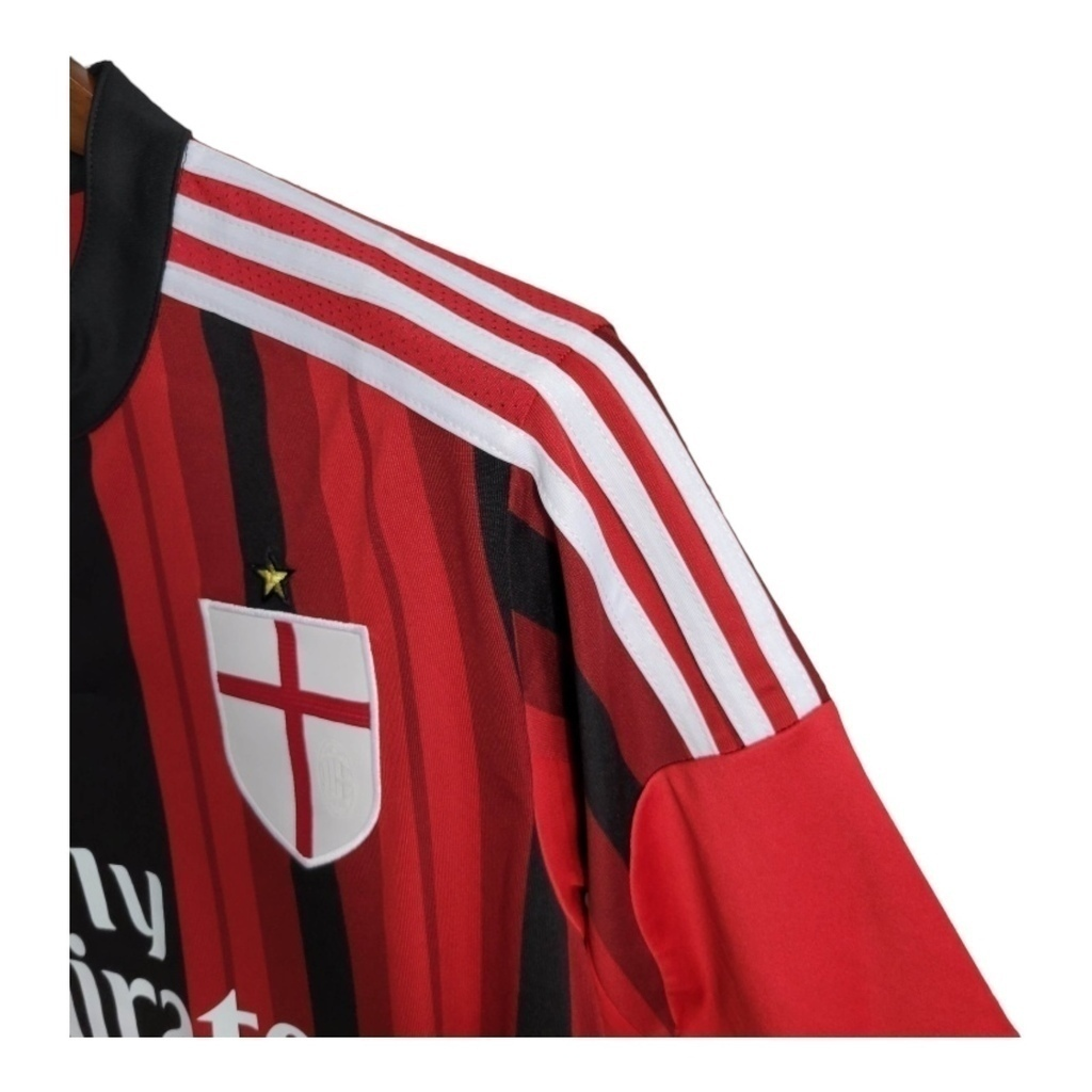 Camisa AC Milan I 2014/2015 - Retrô Adidas - Vermelha e preta com detalhes em branco