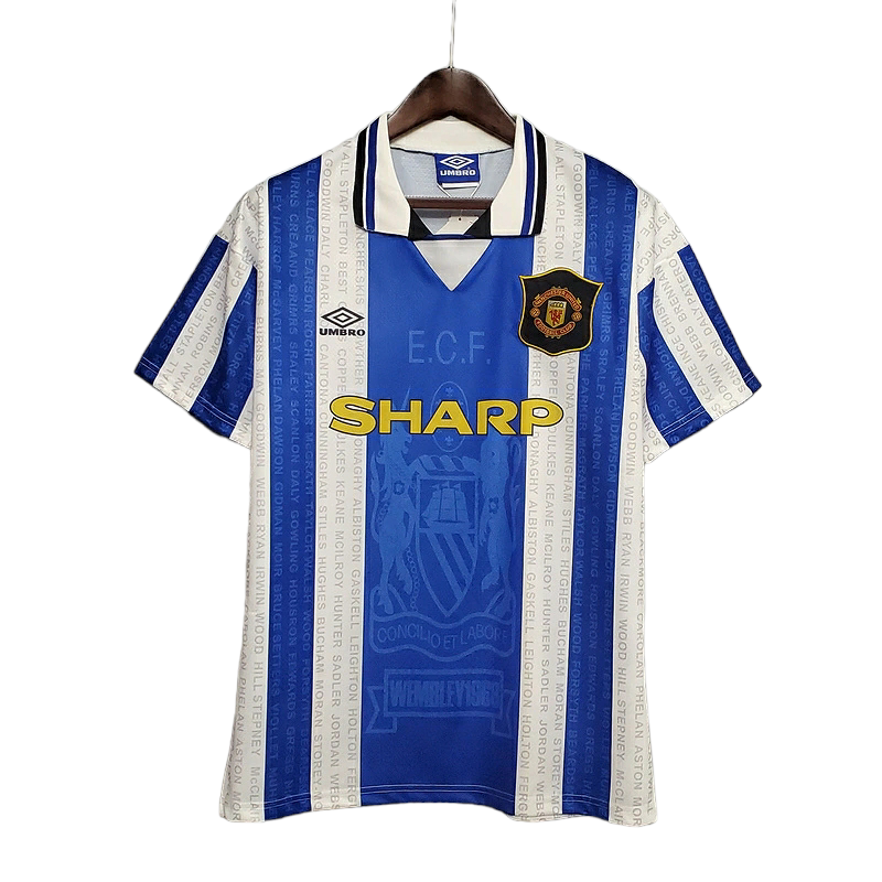 Camisa Manchester United 1994/1996 - Retrô Umbro - Azul e Branca