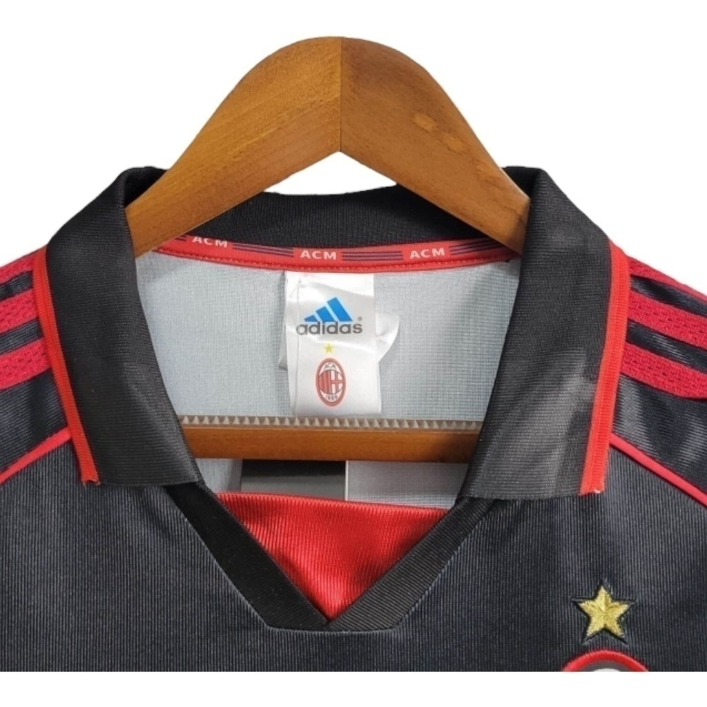Camisa AC Milan III 1998/1999 - Retrô Adidas - Preta com detalhes em vermelho