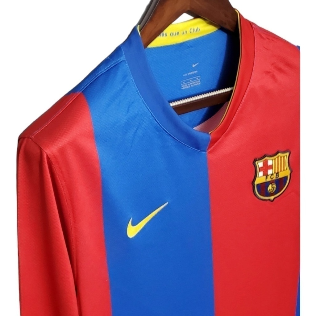 Camisa Barcelona I 2006/2007 Manga Longa - Retrô Nike - Azul e vermelha