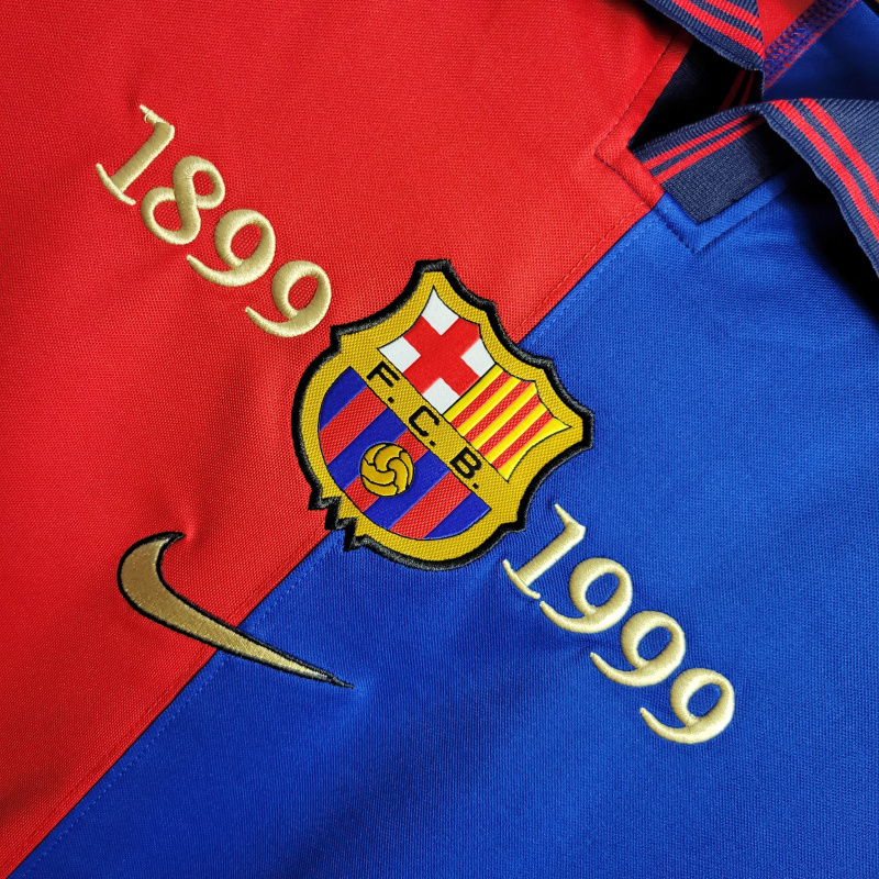 Camisa Barcelona Edição Centenário 1998/1999 Manga Longa - Retrô Nike - Azul e vermelha