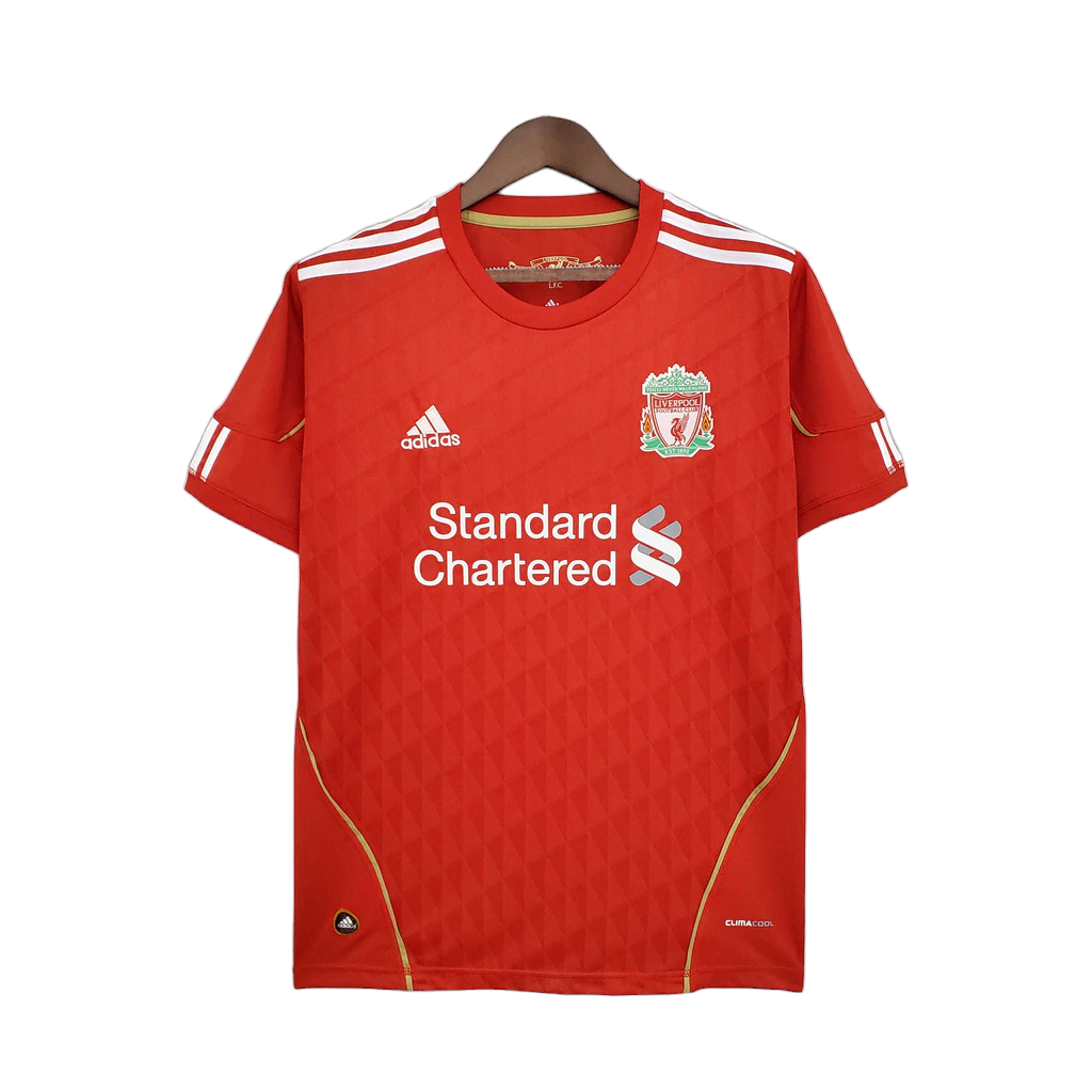 Camisa Liverpool I 2010/2011 - Retrô Adidas - Vermelha com detalhes em branco