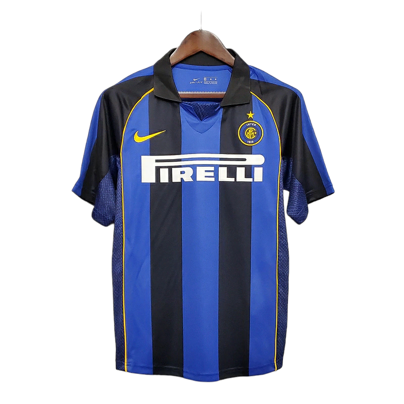 Camisa Inter de Milão I 2001/2002 - Retrô Nike - Azul e preta