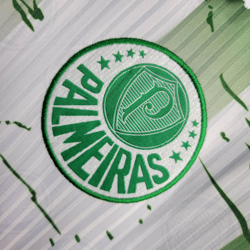 Camisa Palmeiras II 1996 - Retrô Rhumel - Branca com detalhes em verde com patrocínio Parmalat