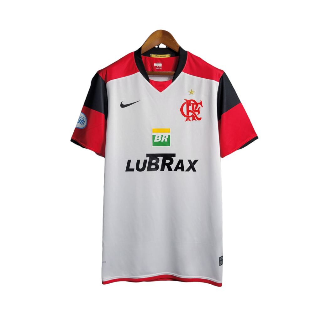 Camisa Flamengo II 2008/2009 - Retrô Nike - Branca com detalhes em vermelho patrocinio Lubrax