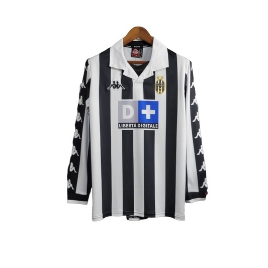 Camisa Juventus I 1999/2000 Manga Longa - Retrô Kappa - Preta e branca
