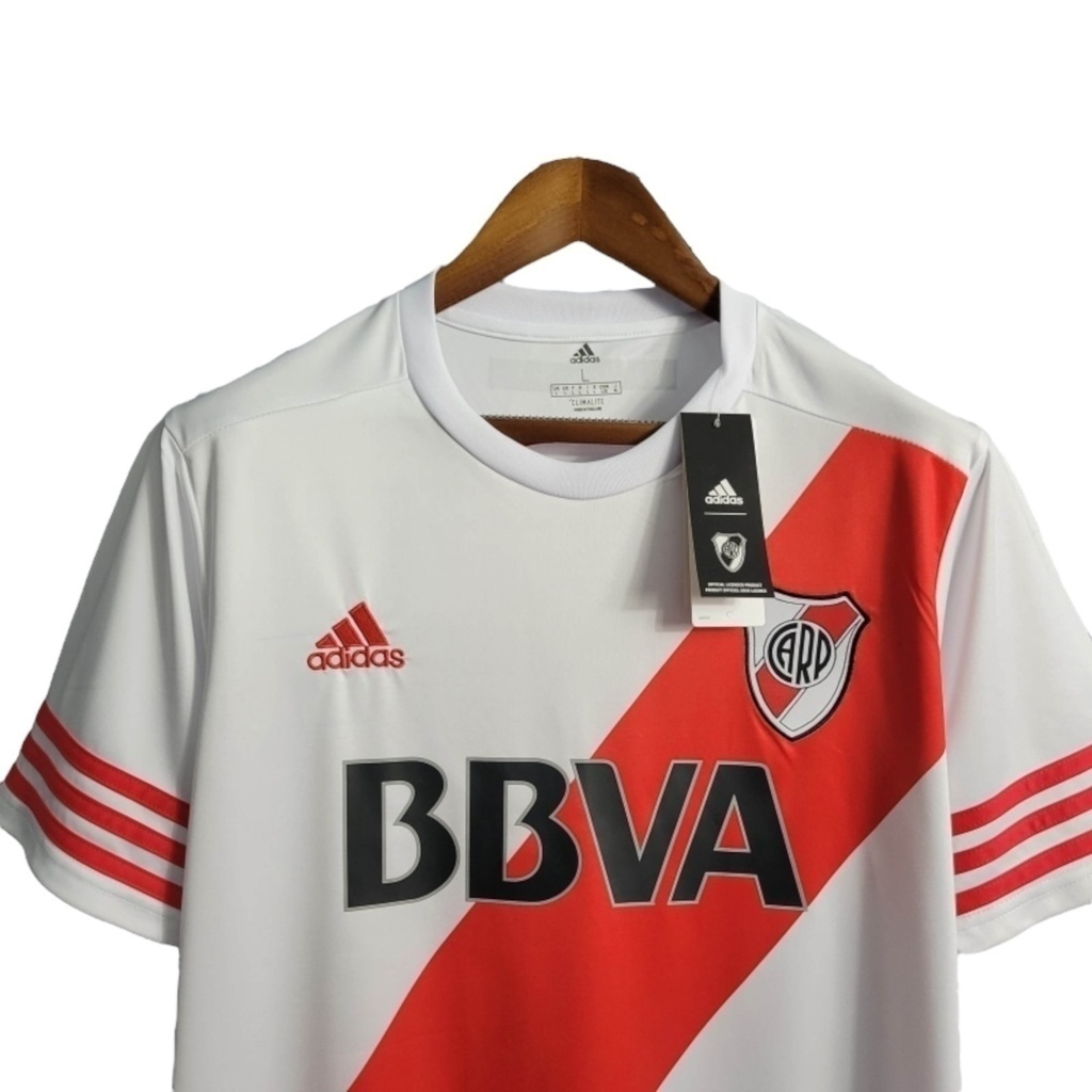 Camisa River Plate I 2015/2016 - Retrô Adidas - Branca com detalhes em vermelho